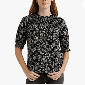 Lucky Brand Black & White Floral Top size XS